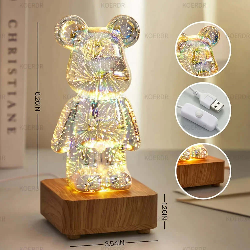 3D Projection Lamp Colorful Bear Night Light - Image 5