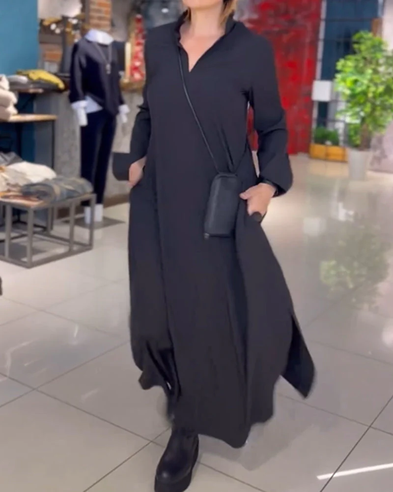 Elegant Long Dress for Women – Loose Fit with Side Split for Special Occasions
