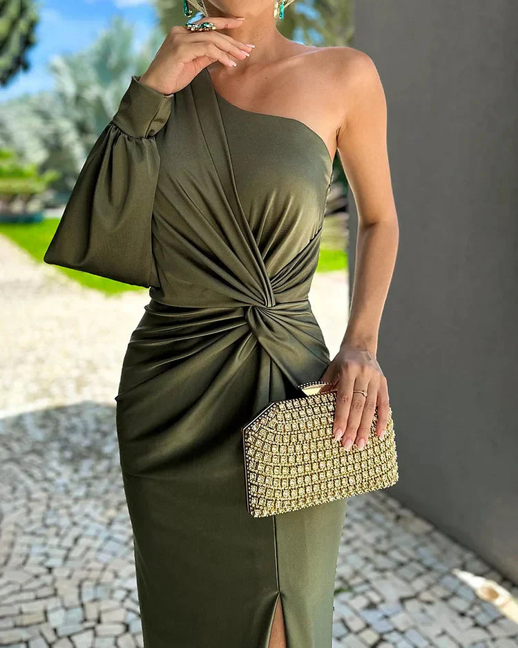 Evening Dress – Elegant Satin Asymmetrical Gown for Festive Occasions - Image 3