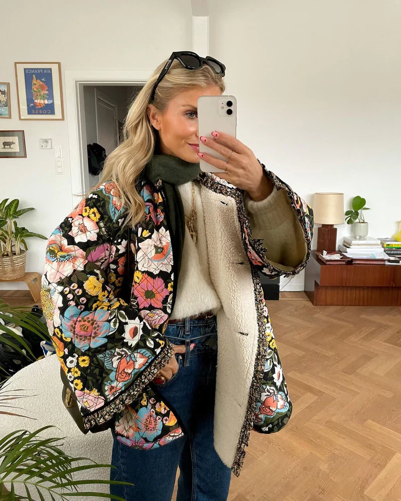 Floral Print Jacket Women – Quilted Floral Jacket with Soft Lining and Trendy Design - Image 11