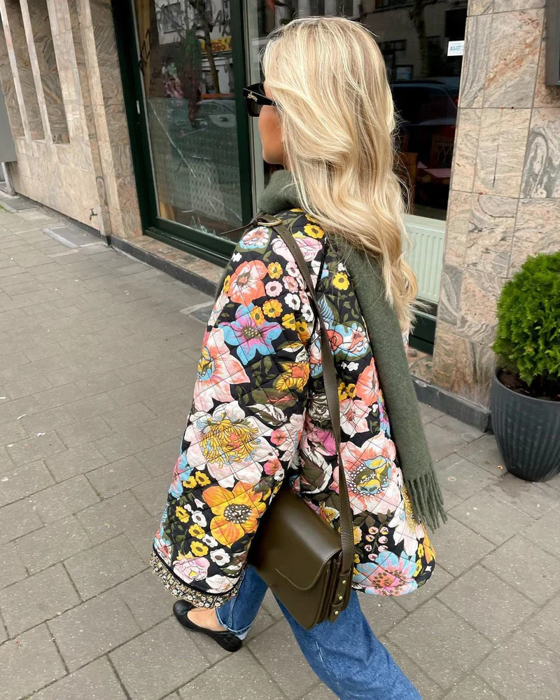 Floral Print Jacket Women – Quilted Floral Jacket with Soft Lining and Trendy Design - Image 13