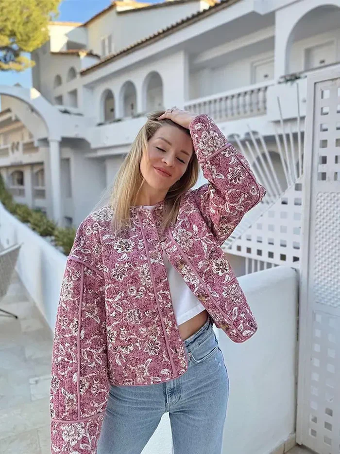 Floral Print Jacket Women – Quilted Floral Jacket with Soft Lining and Trendy Design - Image 14