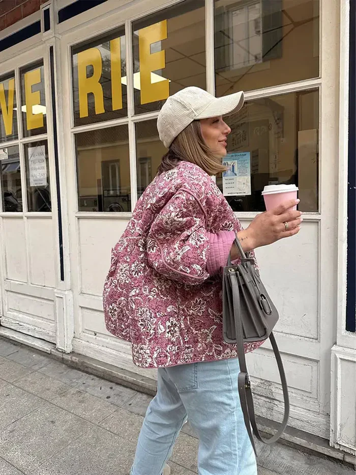 Floral Print Jacket Women – Quilted Floral Jacket with Soft Lining and Trendy Design - Image 15