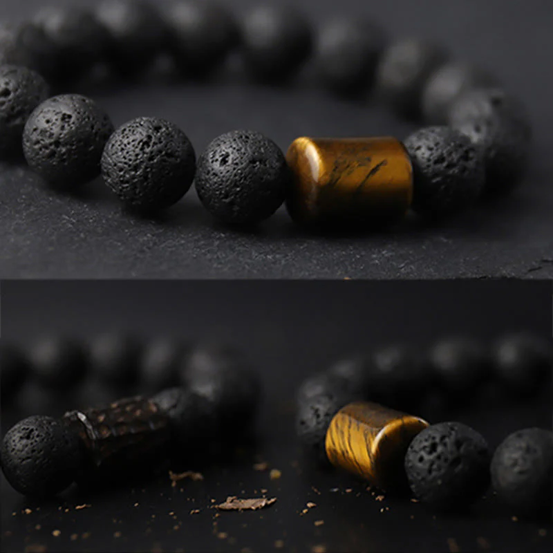 Healing Bracelet Lava Stone – Tiger's Eye and Ebony for Stress Relief - Image 10