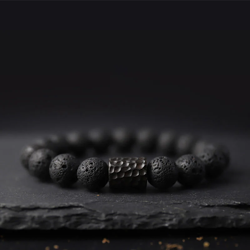 Healing Bracelet Lava Stone – Tiger's Eye and Ebony for Stress Relief - Image 3