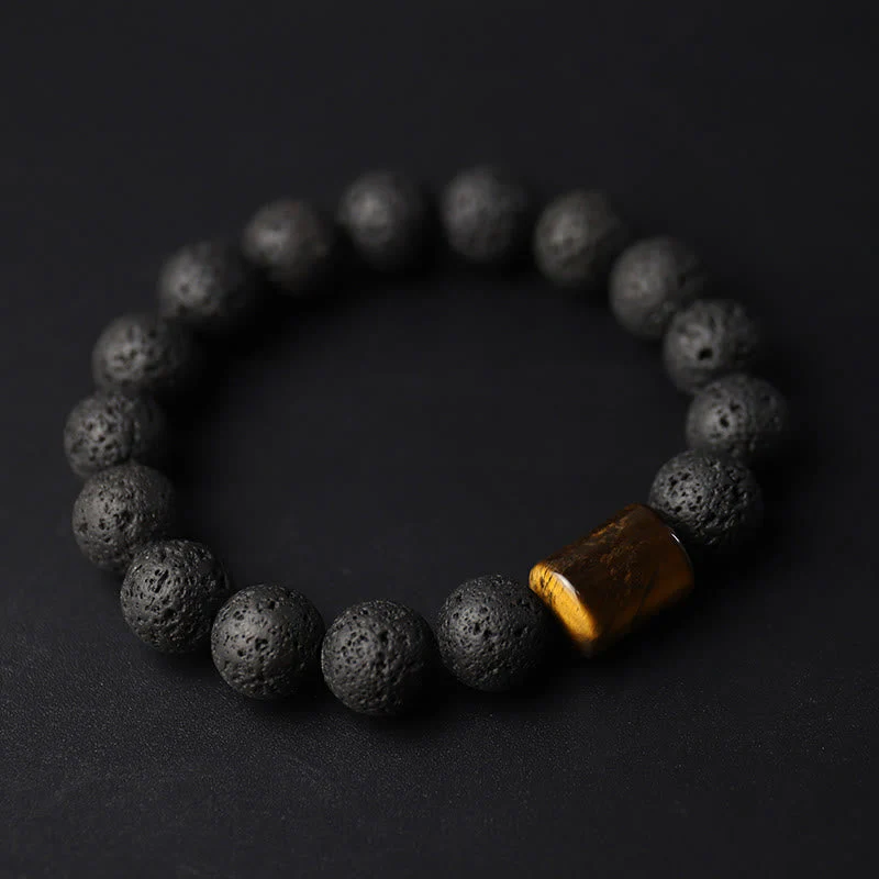 Healing Bracelet Lava Stone – Tiger's Eye and Ebony for Stress Relief - Image 7