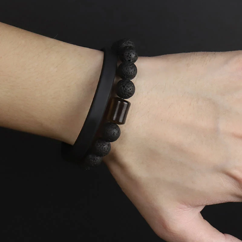 Healing Bracelet Lava Stone – Tiger's Eye and Ebony for Stress Relief - Image 8