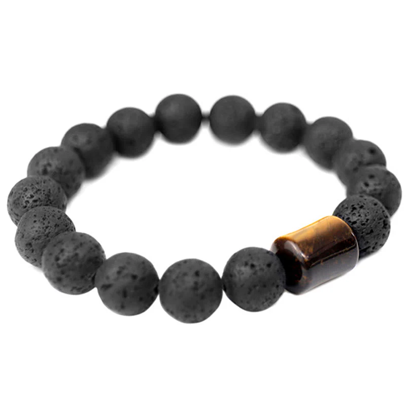 Healing Bracelet Lava Stone – Tiger's Eye and Ebony for Stress Relief - Image 9