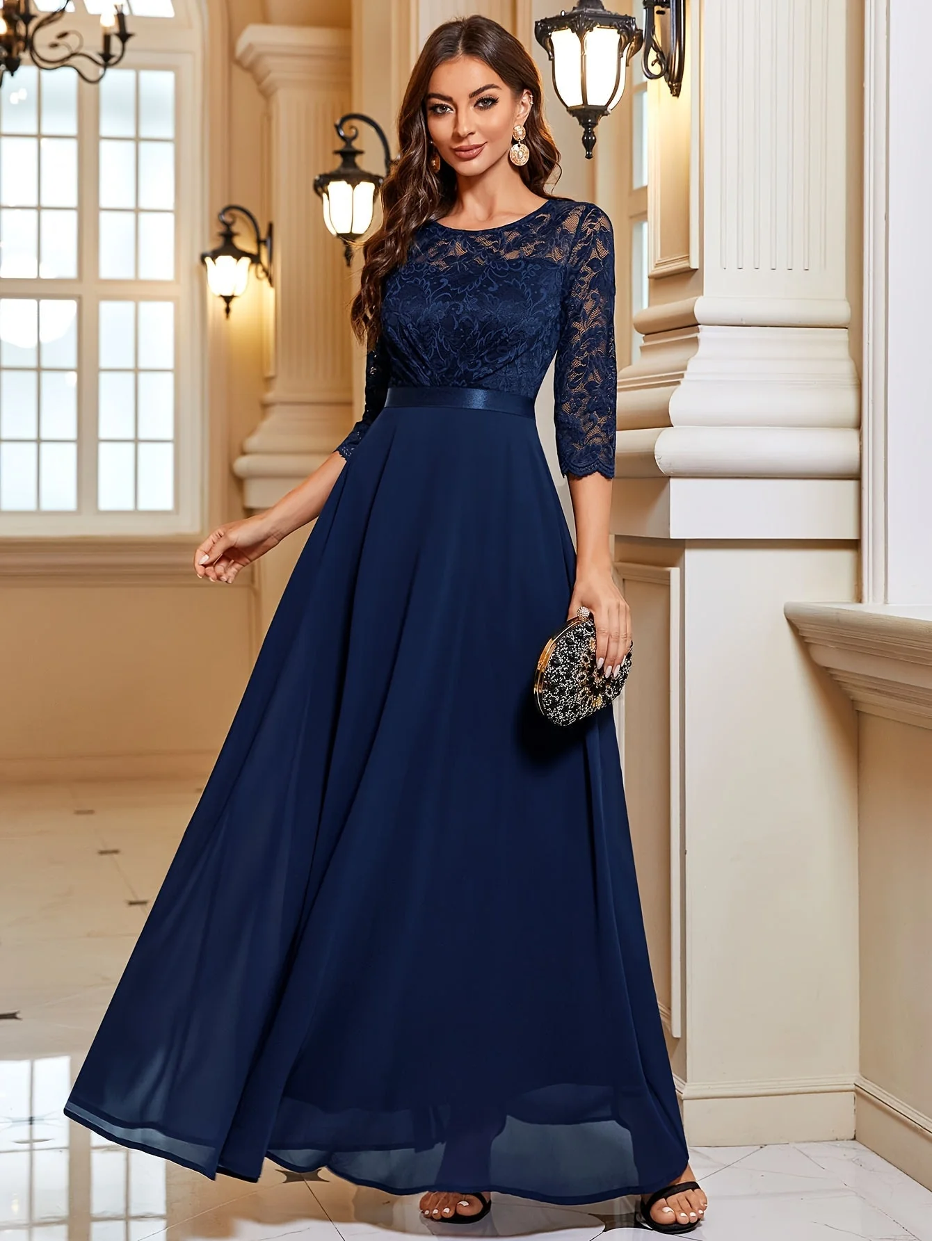 Maxi Dress Women – Elegant Long Lace Chiffon Gown for Events - Image 2
