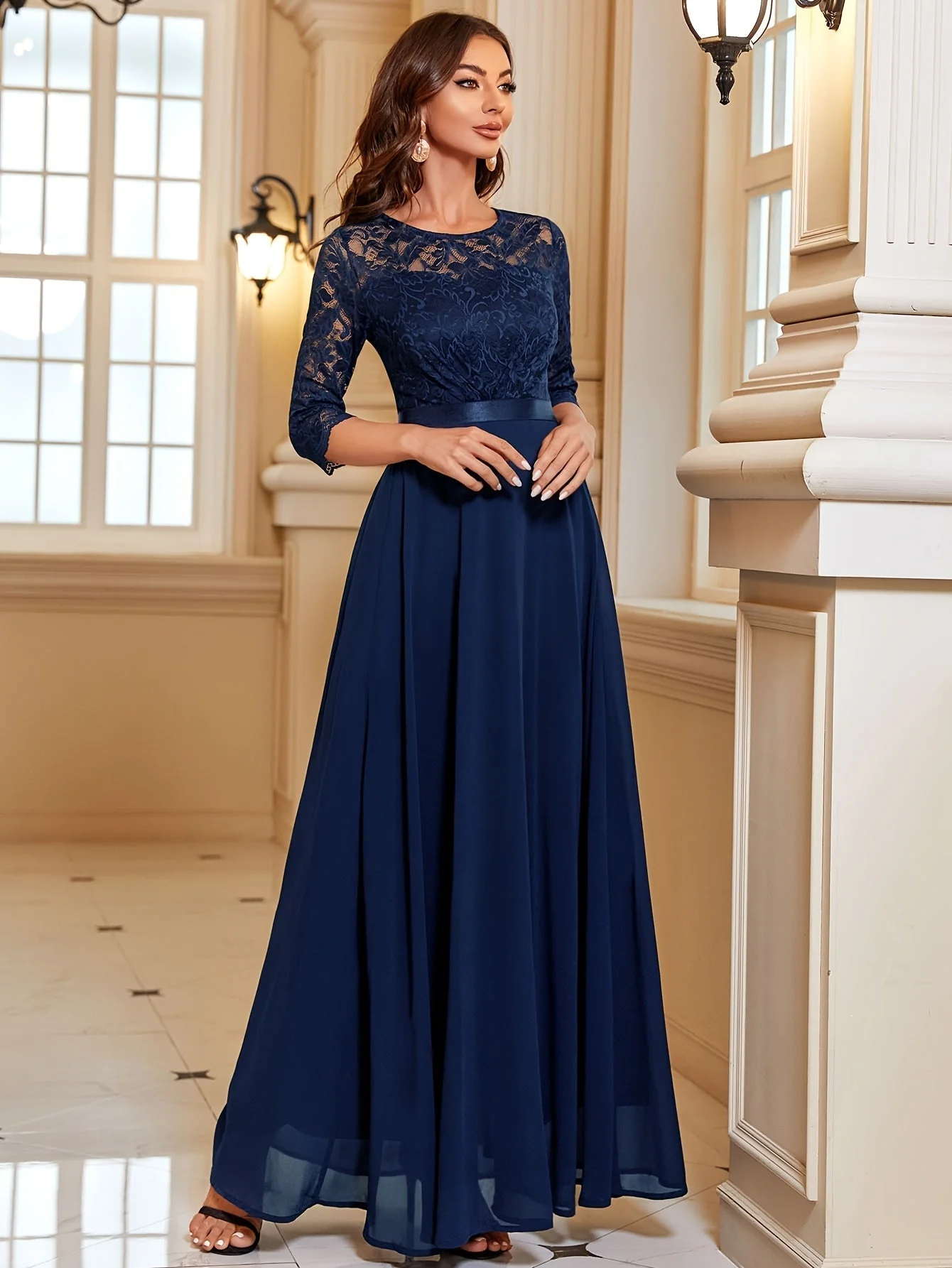 Maxi Dress Women – Elegant Long Lace Chiffon Gown for Events - Image 3