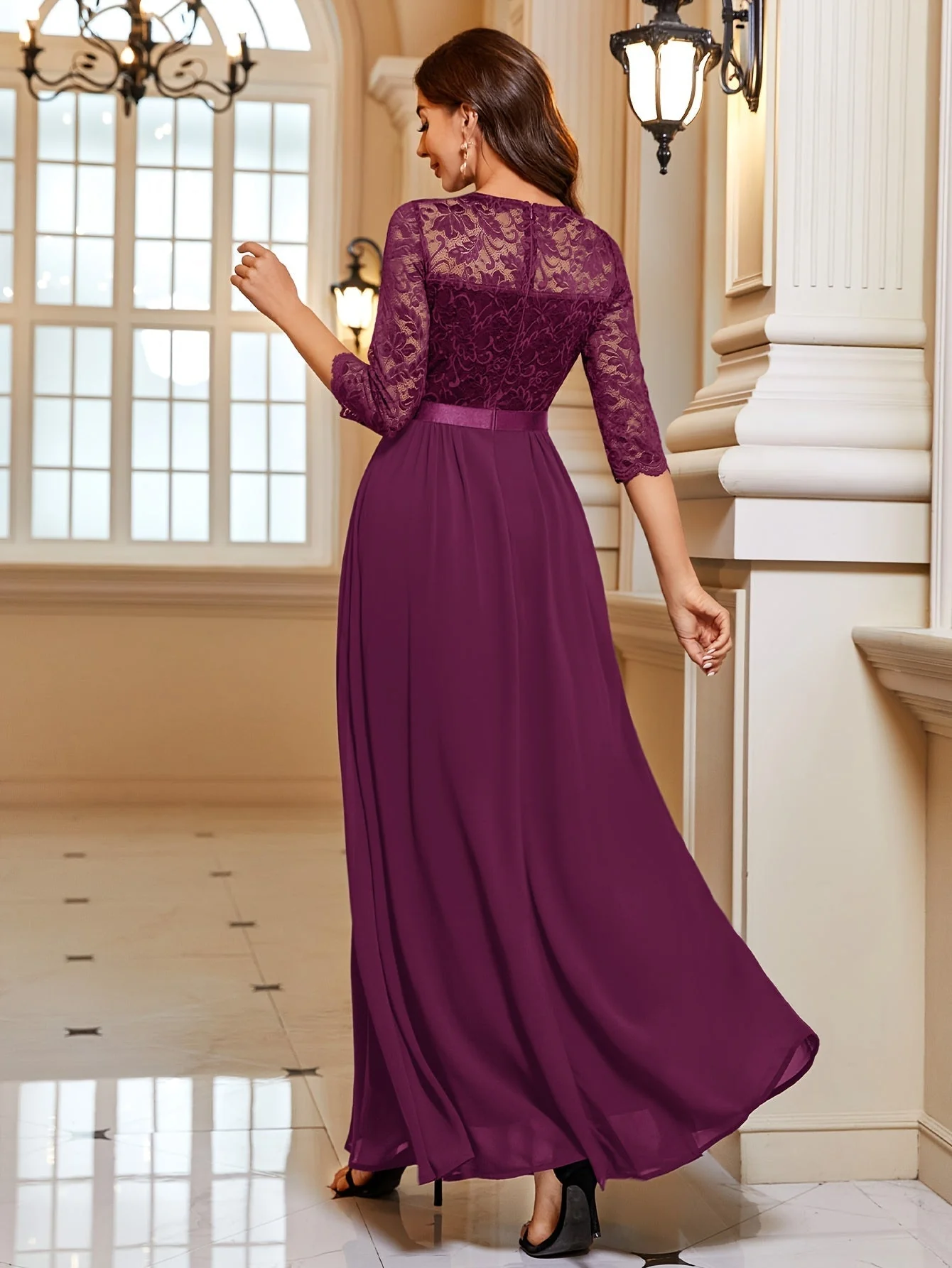 Maxi Dress Women – Elegant Long Lace Chiffon Gown for Events - Image 4