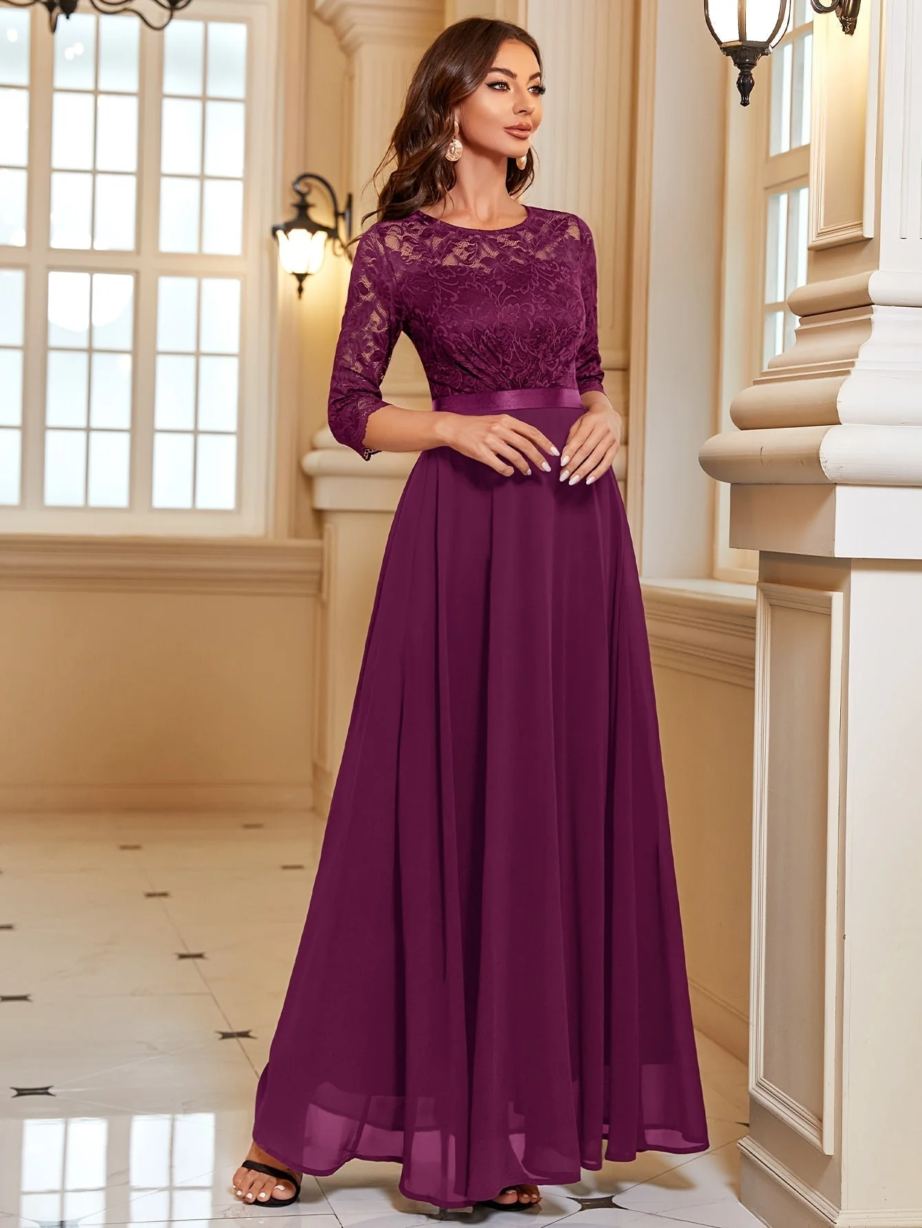 Maxi Dress Women – Elegant Long Lace Chiffon Gown for Events - Image 5