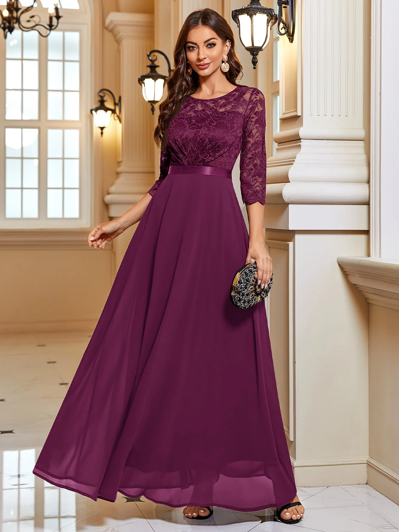 Maxi Dress Women – Elegant Long Lace Chiffon Gown for Events - Image 6