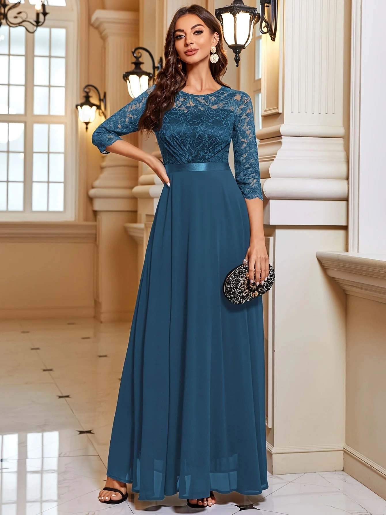 Maxi Dress Women – Elegant Long Lace Chiffon Gown for Events - Image 9