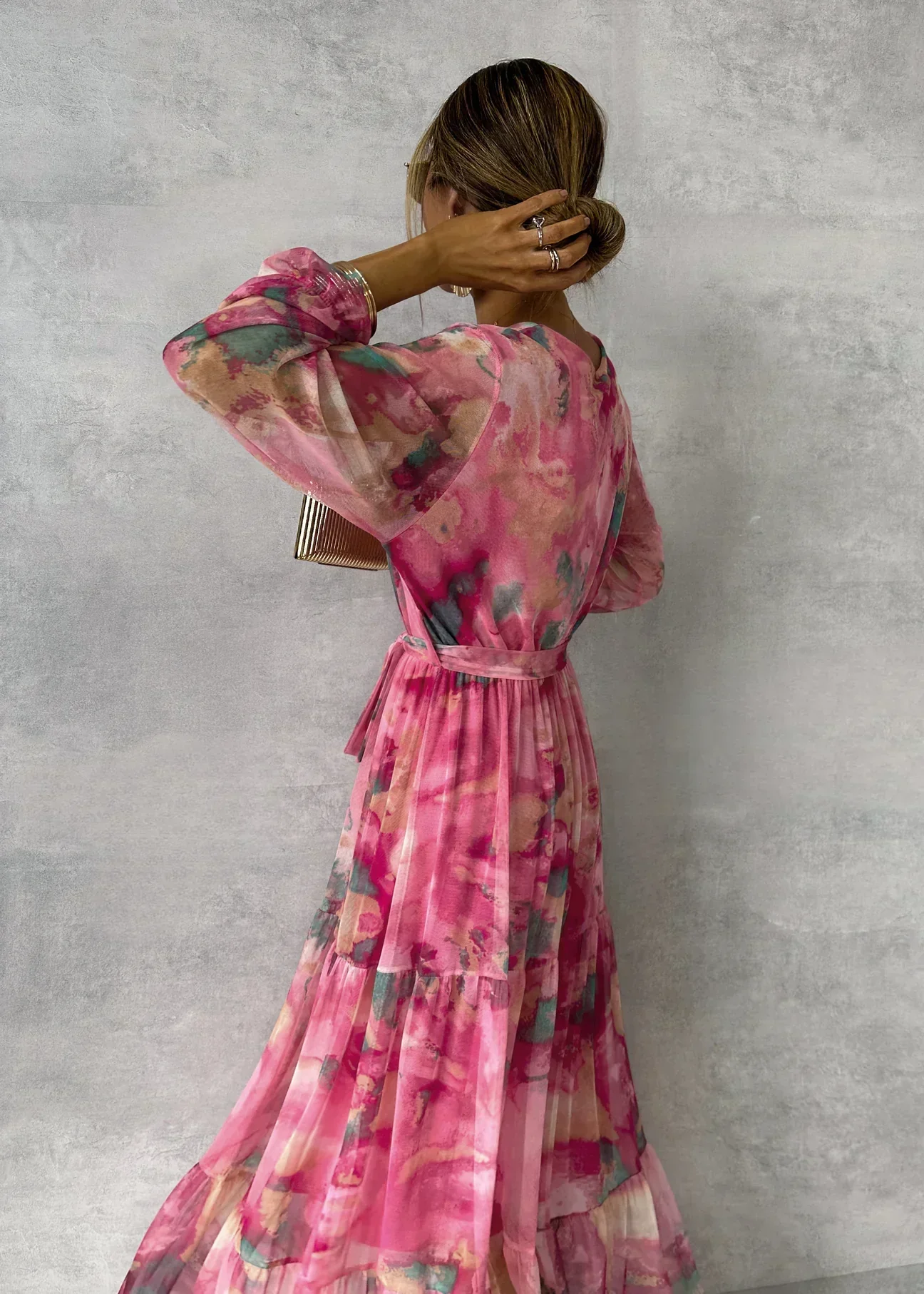 Maxi Dress Women – Floral Wrap Dress with Long Sleeves Elegant Style - Image 2