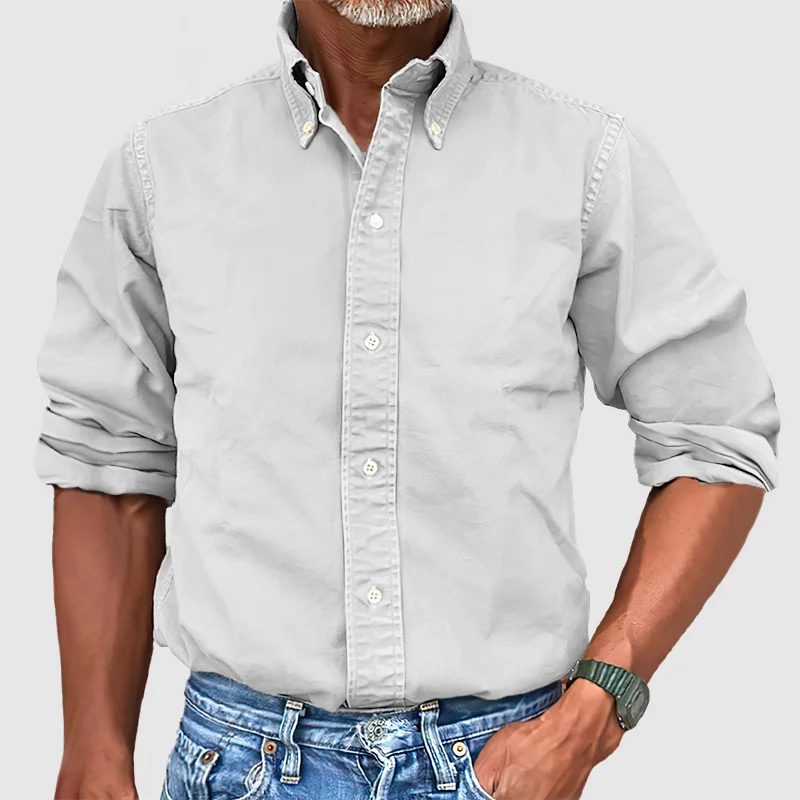Men's Casual Long Sleeve Shirt – Vintage Wash Lightweight Button-Up - Image 10