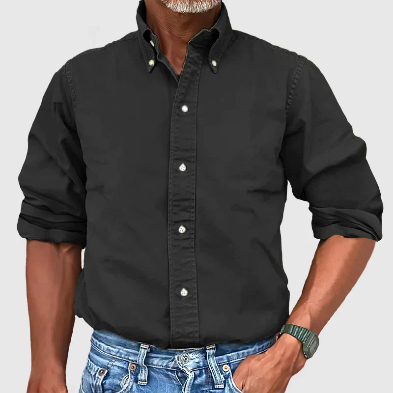 Men's Casual Long Sleeve Shirt – Vintage Wash Lightweight Button-Up - Image 11
