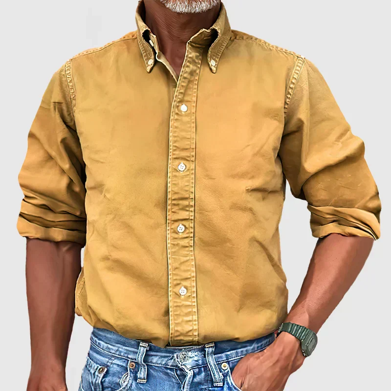 Men's Casual Long Sleeve Shirt – Vintage Wash Lightweight Button-Up - Image 5