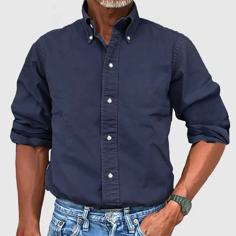 Men's Casual Long Sleeve Shirt – Vintage Wash Lightweight Button-Up - Image 9