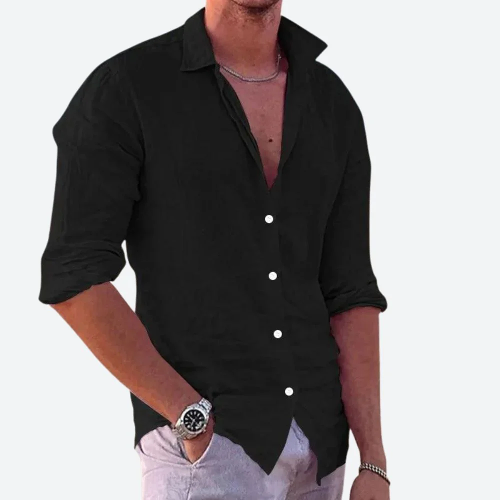 Men's Linen Shirt – Casual Short Sleeve Breathable Summer Top - Image 3
