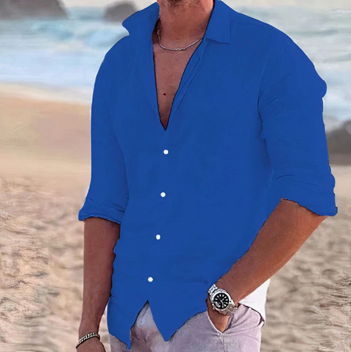 Men's Linen Shirt – Casual Short Sleeve Breathable Summer Top - Image 4