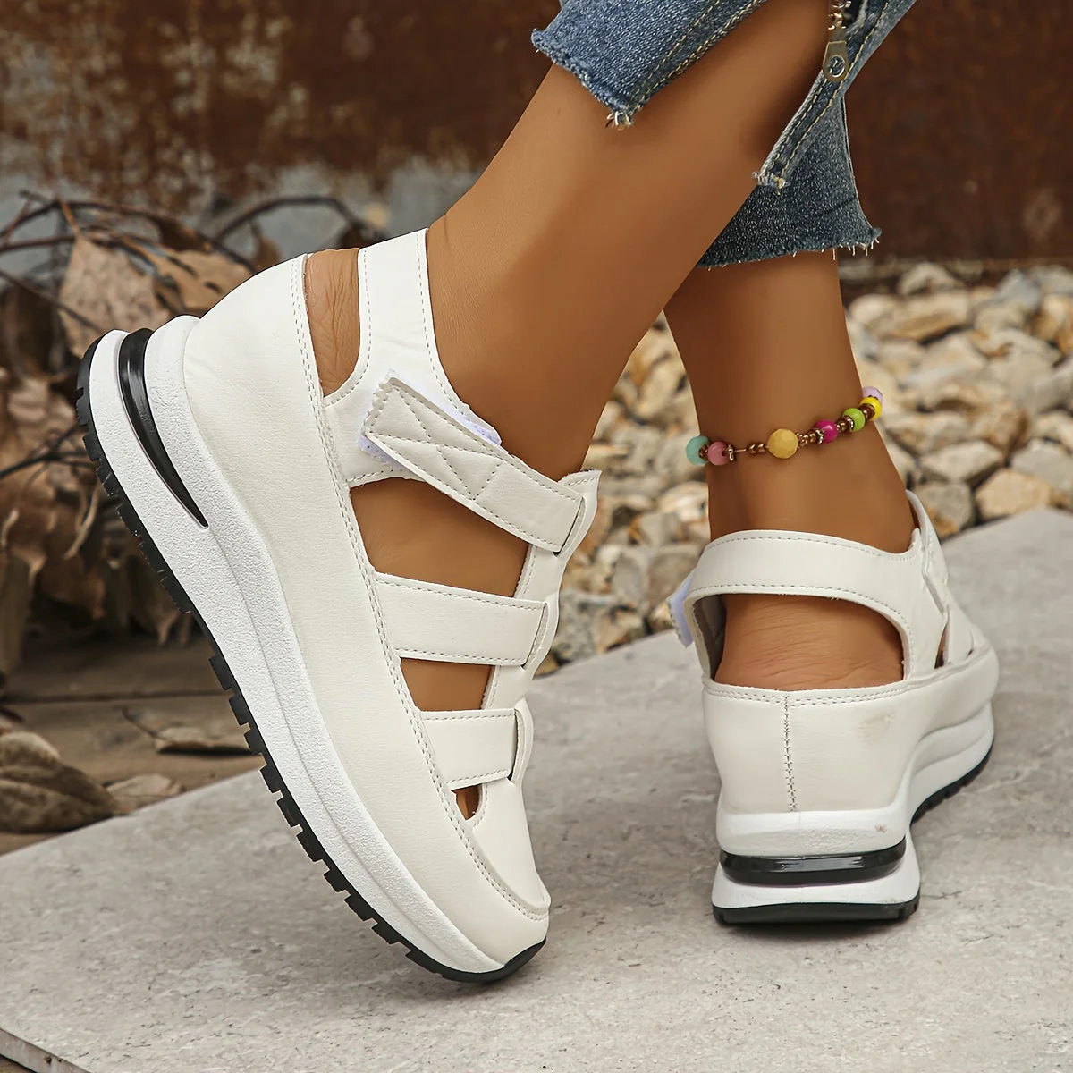 Platform Sandals Women – Stylish Velcro Straps and Padded Sole for Comfort - Image 2