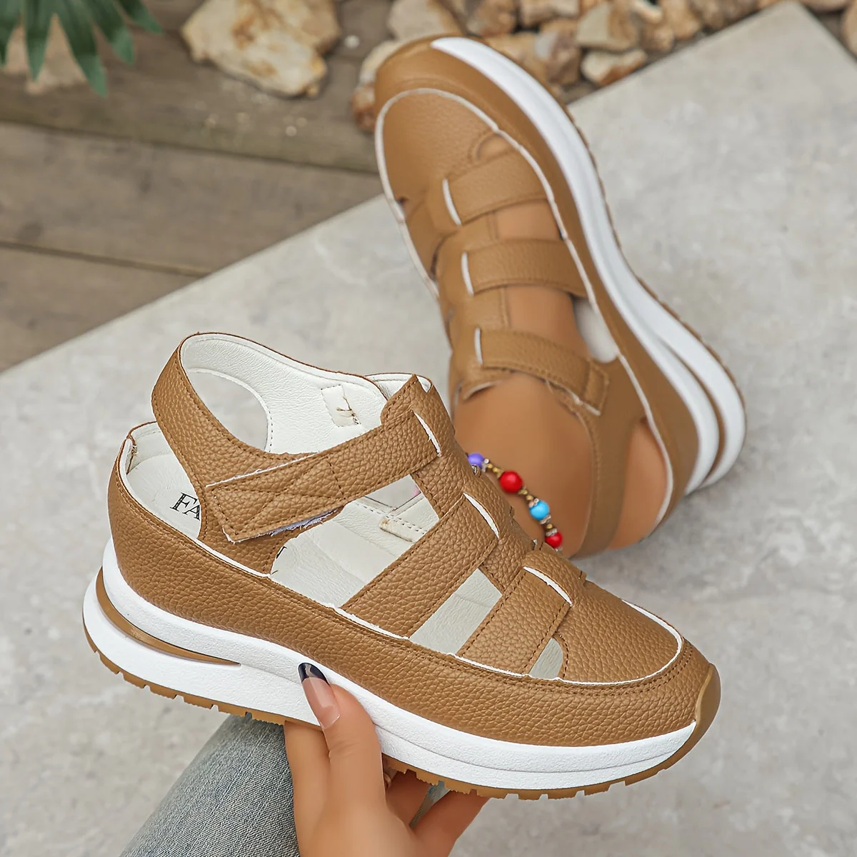 Platform Sandals Women – Stylish Velcro Straps and Padded Sole for Comfort - Image 8