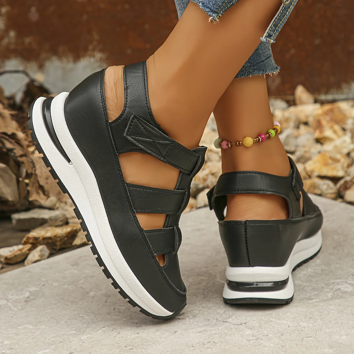 Platform Sandals Women – Stylish Velcro Straps and Padded Sole for Comfort - Image 9