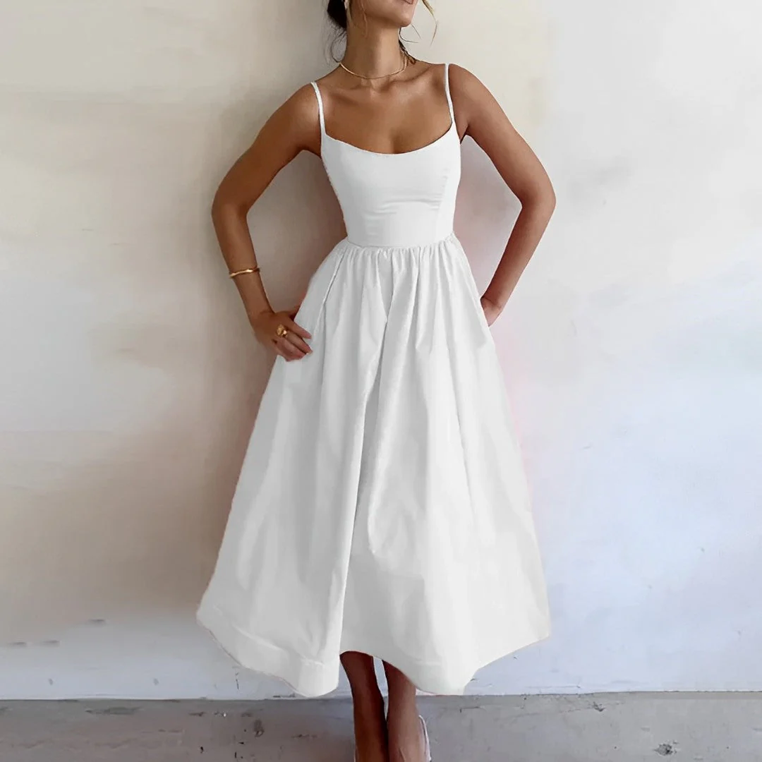 Puff Dress – Elegant Spaghetti Strap Dress with Puff Sleeves for Parties" 

Optimized Title: "Elegant Puff Dress – Spaghetti Strap Party Dress with Puff Sleeves - Image 3