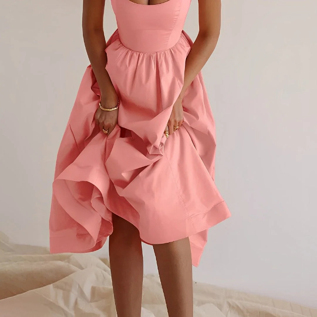 Puff Dress – Elegant Spaghetti Strap Dress with Puff Sleeves for Parties" 

Optimized Title: "Elegant Puff Dress – Spaghetti Strap Party Dress with Puff Sleeves - Image 6