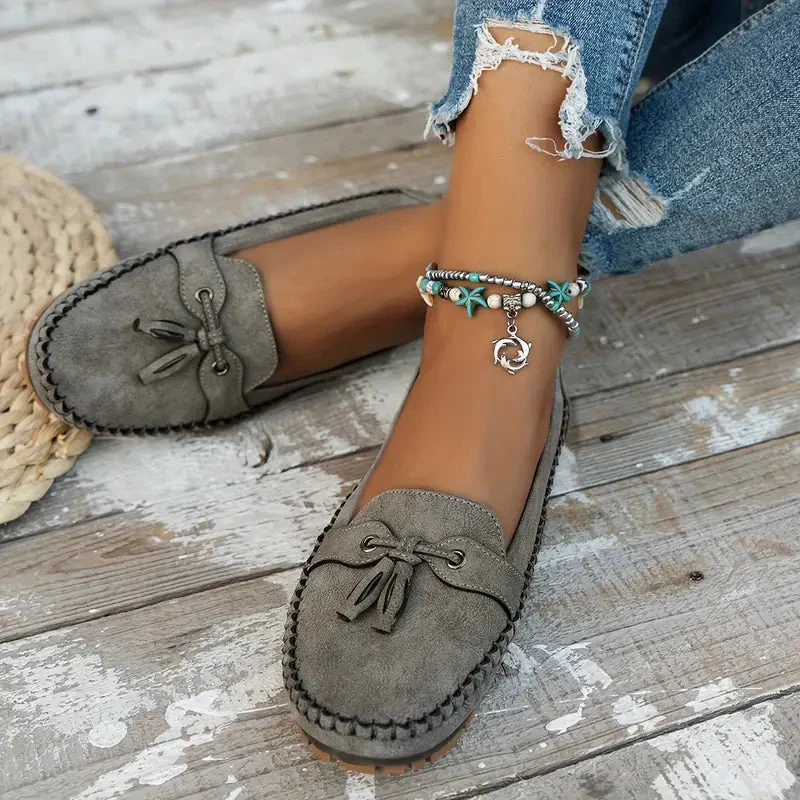 Suede Loafers for Women – Classic Tassel Detail Elegant Footwear - Image 3