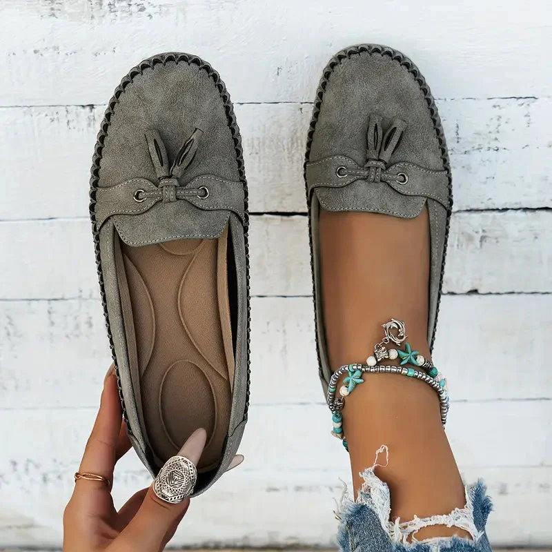 Suede Loafers for Women – Classic Tassel Detail Elegant Footwear - Image 4