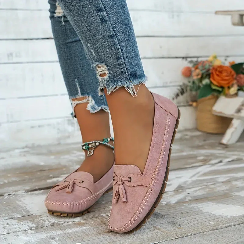 Suede Loafers for Women – Classic Tassel Detail Elegant Footwear - Image 6