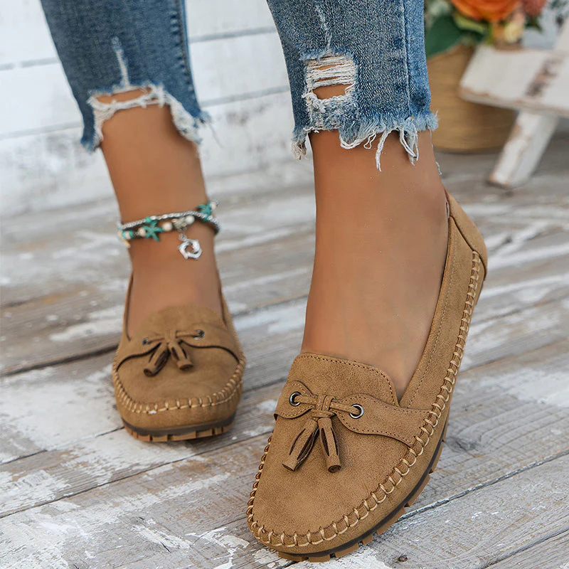 Suede Loafers for Women – Classic Tassel Detail Elegant Footwear - Image 7