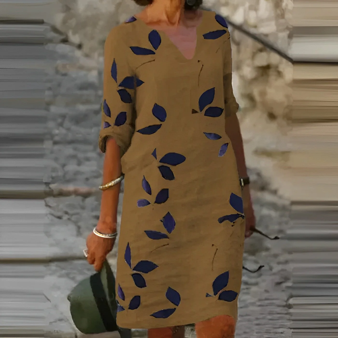 Summer Dress Women – Leaf Print Elegant Cut for Casual or Beach - Image 4