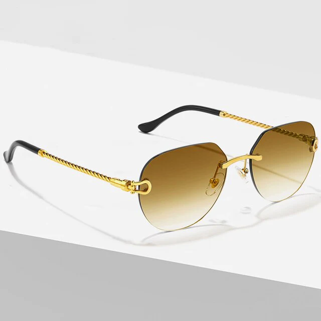 Sunglasses Unisex – Colored Lenses Gold Frame UV400 Protection - Image 12