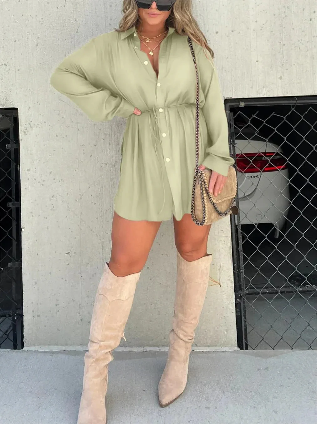 Trendy Satin Romper Dress – Short Sleeve Casual Outfit for Women - Image 10