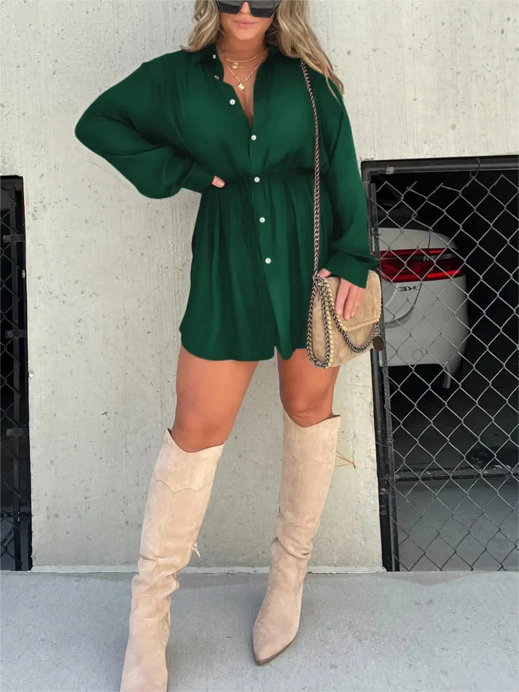 Trendy Satin Romper Dress – Short Sleeve Casual Outfit for Women - Image 11