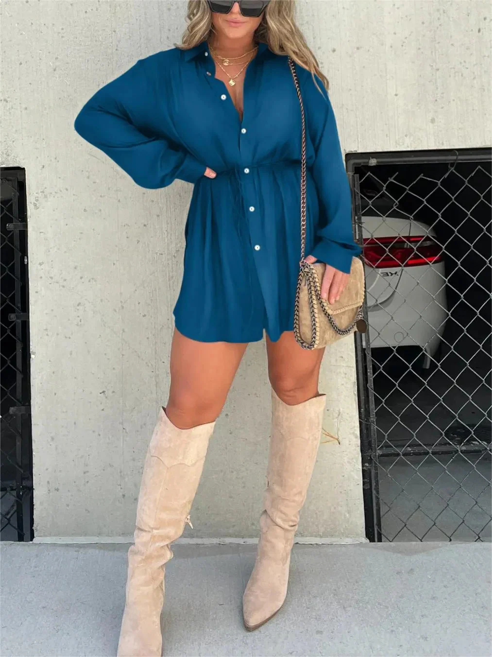 Trendy Satin Romper Dress – Short Sleeve Casual Outfit for Women - Image 8