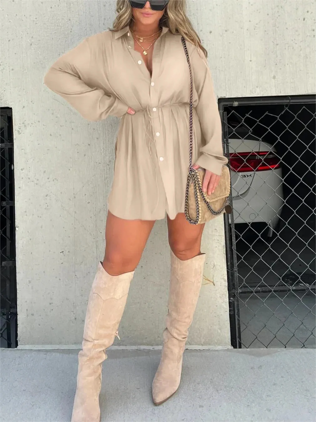 Trendy Satin Romper Dress – Short Sleeve Casual Outfit for Women - Image 9
