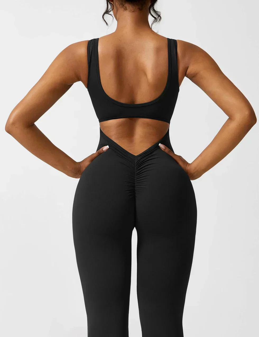 Women's Jumpsuit – Elegant Flared V-back Party Outfit - Image 2