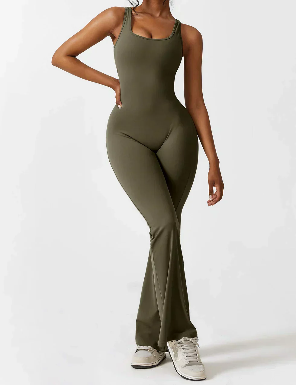 Women's Jumpsuit – Elegant Flared V-back Party Outfit - Image 20