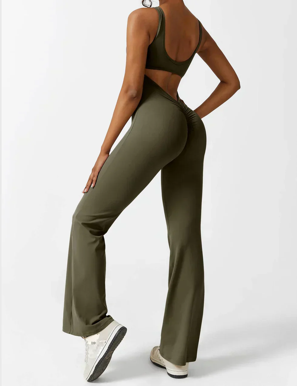 Women's Jumpsuit – Elegant Flared V-back Party Outfit - Image 21
