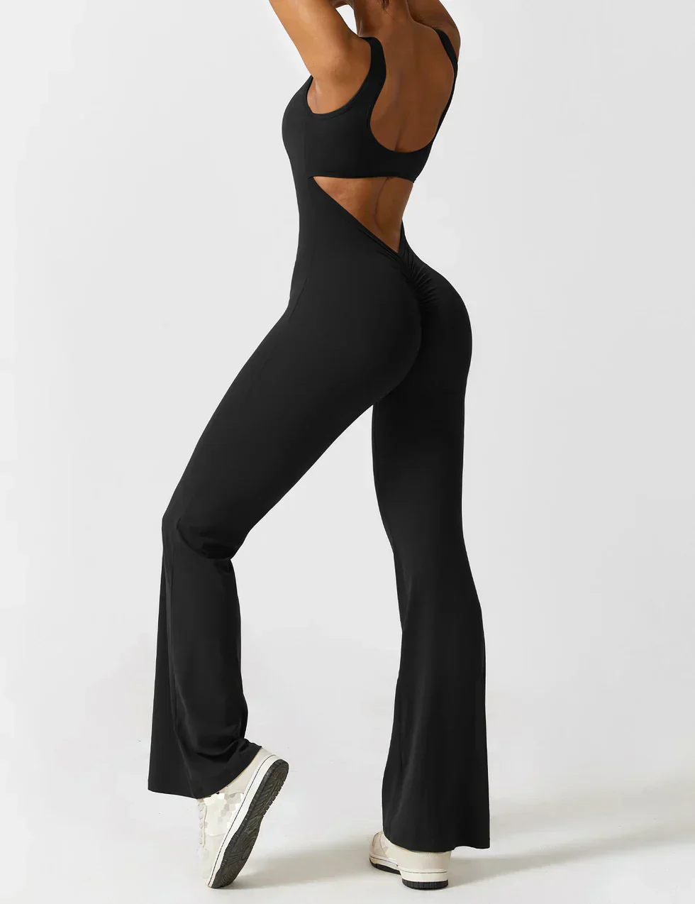 Women's Jumpsuit – Elegant Flared V-back Party Outfit - Image 3