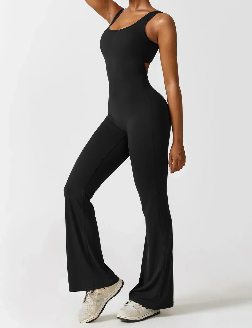 Women's Jumpsuit – Elegant Flared V-back Party Outfit - Image 4